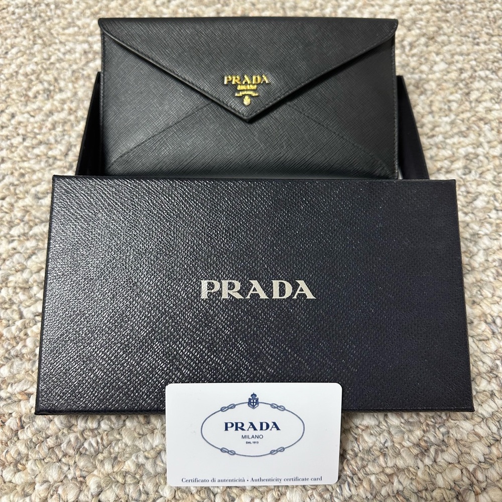 PRADA Saffiano Leather Long Envelope Wallet